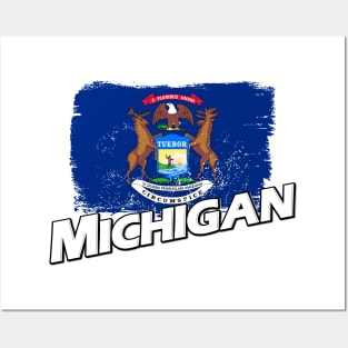Michigan flag Posters and Art